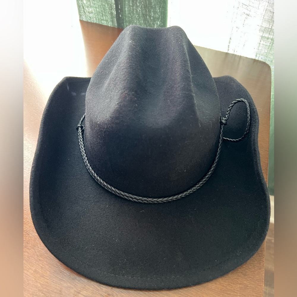 Black Felt Cowboy Hat with Braided Band